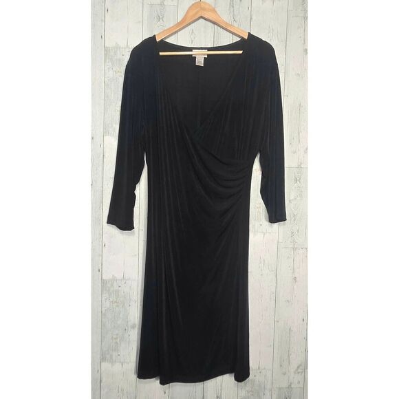 Chico's Travelers Faux Wrap Black Dress Sz. 2 / L - Picture 2 of 5